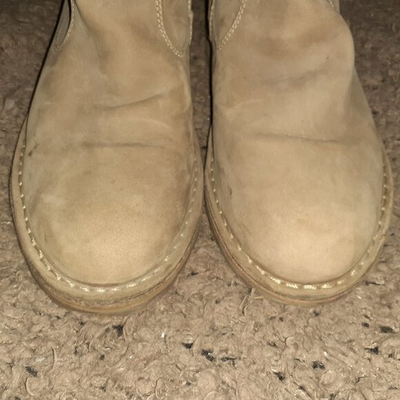 FLY LONDON-Mid Calf-Beige Suede Boots-Back Studs-Side Zip-Sz 42-Excellent - Picture 4 of 7